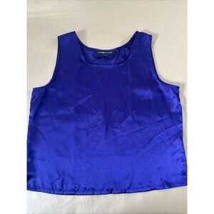 Sag Harbor Petite Purple Tank Blouse Size XL Satin Bold Silky Top